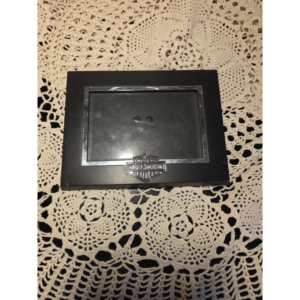 Harley Davidson 4x6 Black Rim Photo Frame With Silver Logo